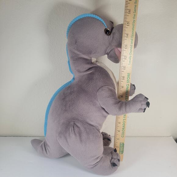 Gray Dinosaur Plush Toy 16" Tall Cute Floppy Stuffed Animal Kids Soft Play - Picture 11 of 15
